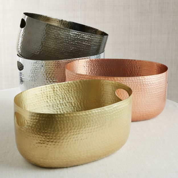 Small Copper Bash Beverage Tub Crate and Barrel