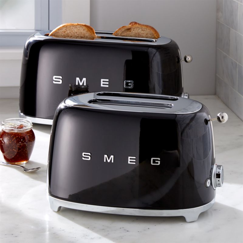 SMEG Black Retro Toasters | Crate and Barrel