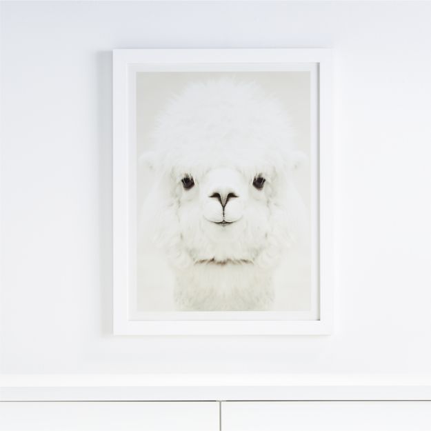 Smiling Alpaca Framed Wall Art | Crate and Barrel