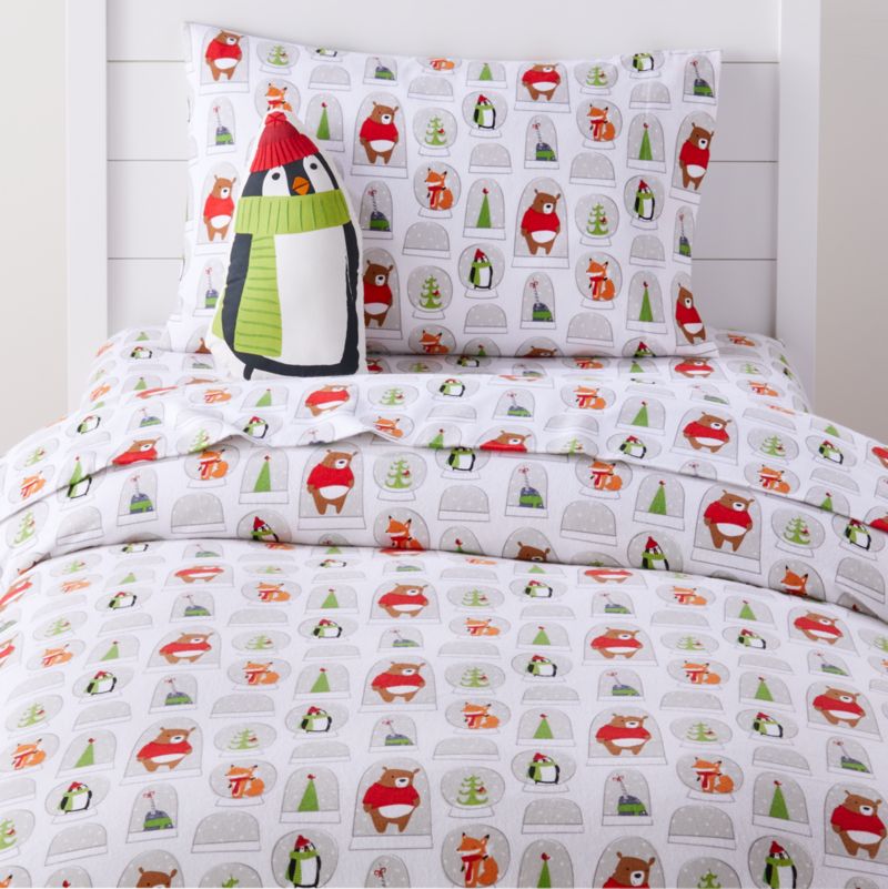 Organic Snow Globe Flannel Duvet Cover Crate And Barrel