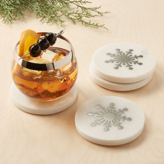 Marble Snowflake Coasters, Set of 4 + Reviews Crate and Barrel