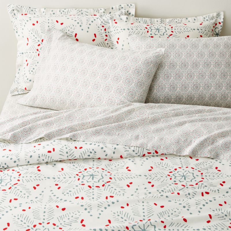 Organic Cotton Flannel Snowflake Duvet Covers And Pillow Shams