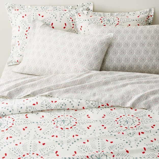 Organic Cotton Flannel King Snowflake Duvet Cover + Reviews | Crate and