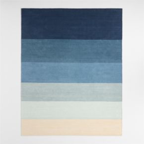 Soft Gradient Blue Chenille Kids Area Rug 5'x8'