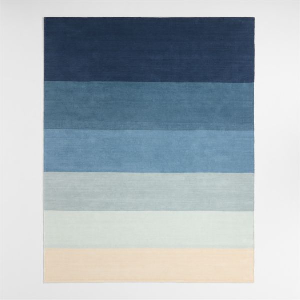 Soft Gradient Blue Chenille Kids Area Rug 8'x10'