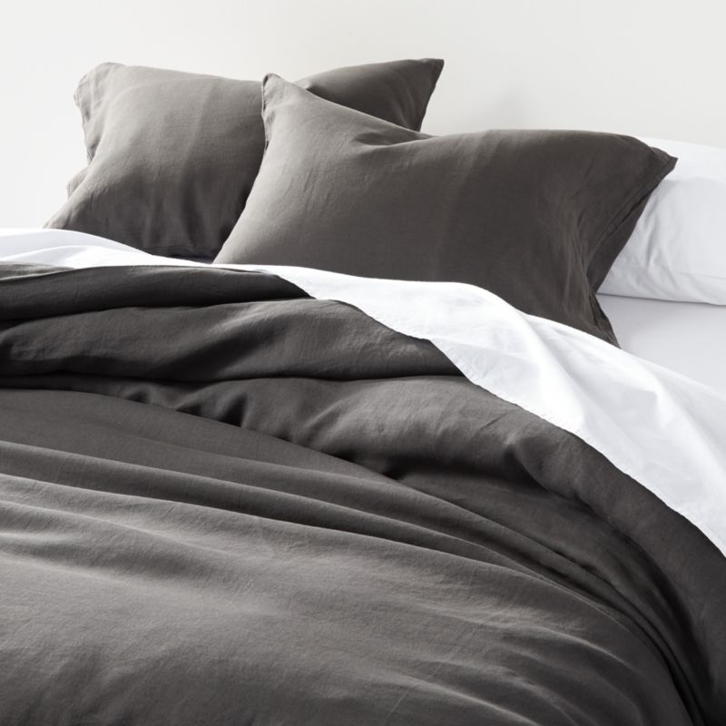 Soft Linen Grey Full Queen Duvet Cover Crate And Barrel