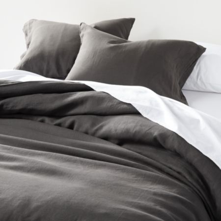 Soft Linen Grey Duvet Covers And Pillow Shams Crate And Barrel