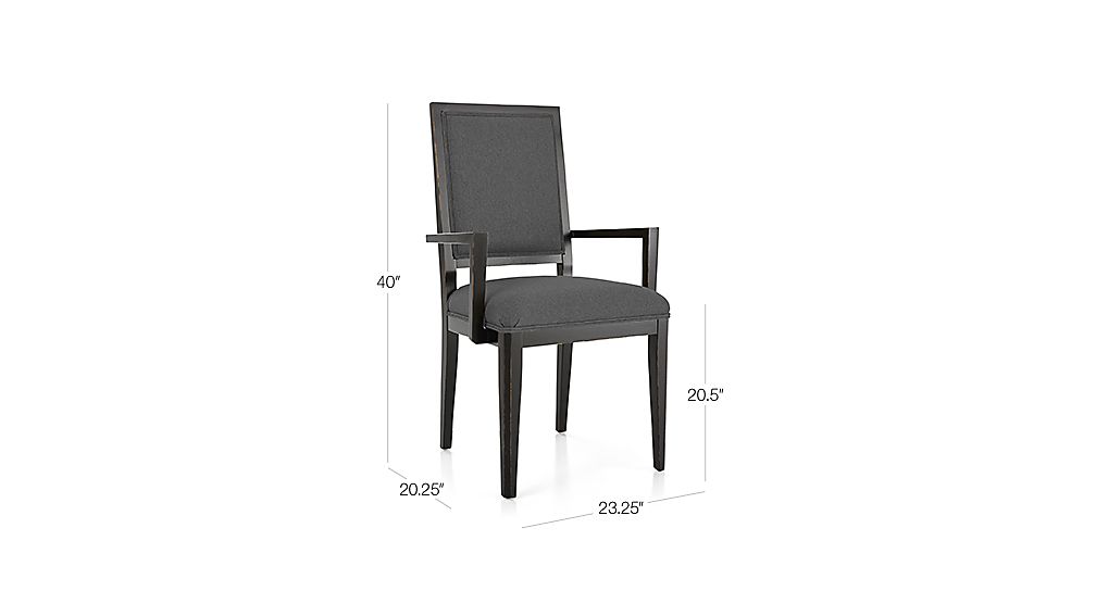 Sonata Bruno Black Dining Arm Chair Devon: Pewter | Crate and Barrel