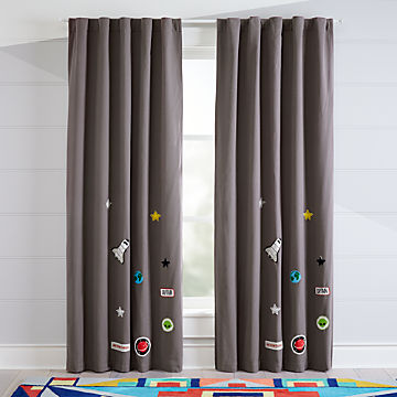 NEW Lot of 2 The Land of Nod Deep Space 96/" Curtain Panels FREE SHIPPING