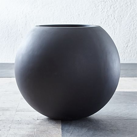 Sphere Large Dark Grey Planter Reviews Crate And Barrel
