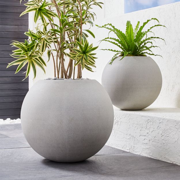 Sphere Light Gray Planters Crate and Barrel