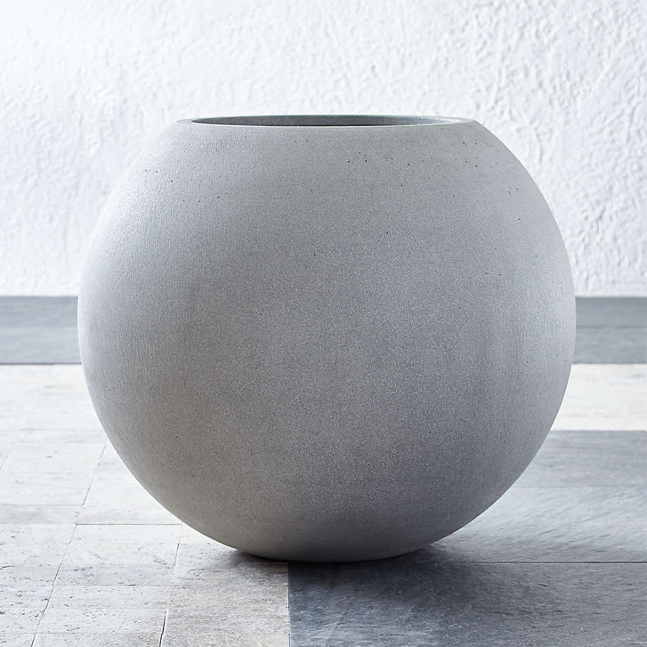Sphere Large Light Grey Planter + Reviews | Crate and Barrel Canada