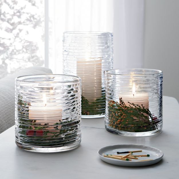 Spin Glass Extra Large Hurricane Candle Holder/Vase. Crate and Barrel