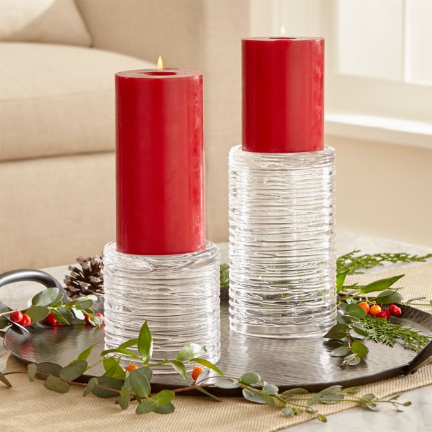Spin Small Glass Pillar Candle Holder Crate and Barrel