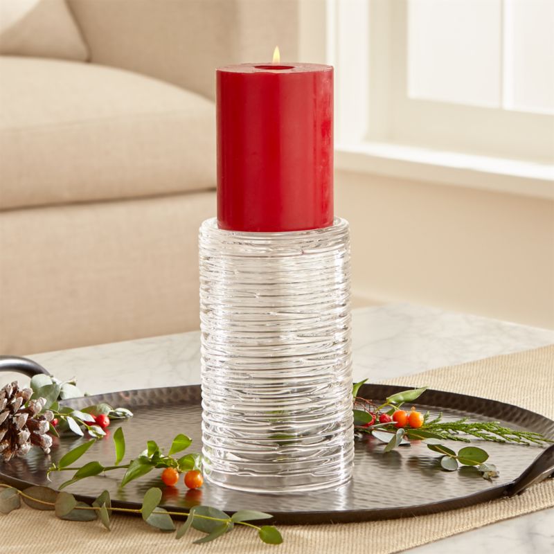 Spin Large Glass Pillar Candle Holder Crate and Barrel