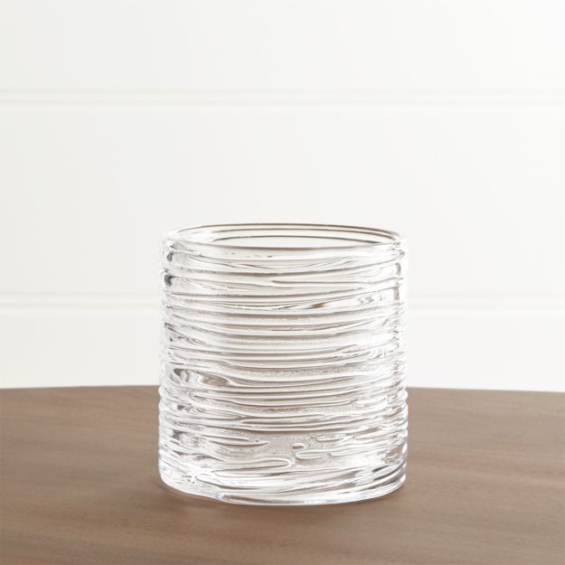 Spin Small Glass Pillar Candle Holder + Reviews Crate and Barrel