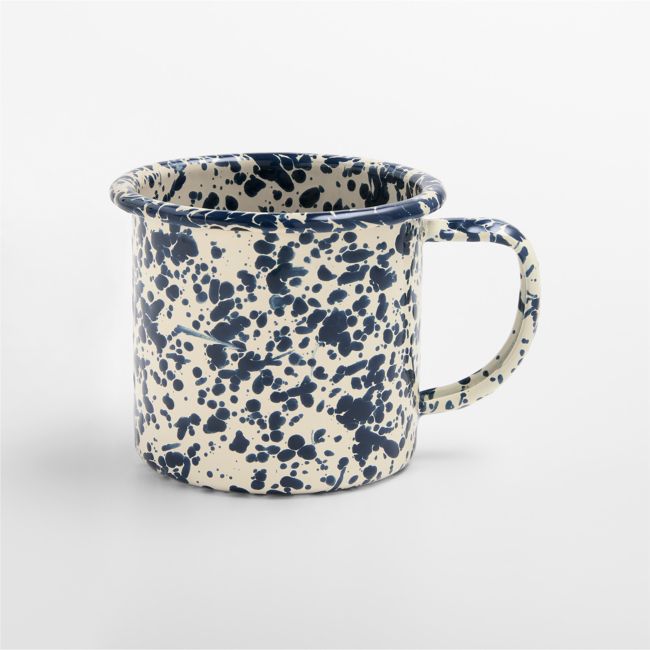 Splatter Enamelware Navy and Cream 12-oz. Mug