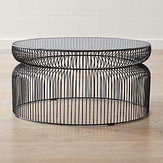 Spoke Glass Graphite Metal Coffee Table