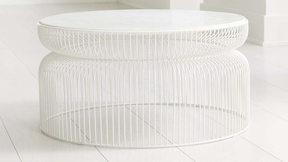 Spoke Marble White Metal Coffee Table + Reviews Crate and Barrel