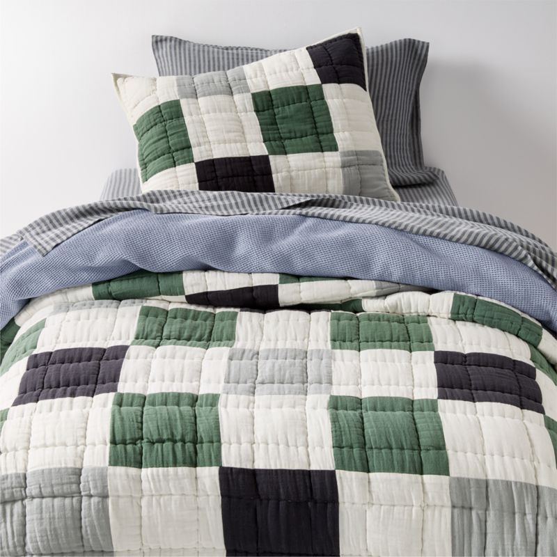 Supersoft Cool Toned Upcycled Organic Cotton Gauze Kids Twin Quilt