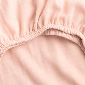 Image of Supersoft Pale Pink 100% Organic Cotton Gauze Baby Crib Fitted Sheet