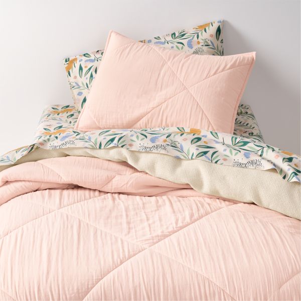 Supersoft Pale Pink Organic Cotton Gauze Kids Twin Quilt