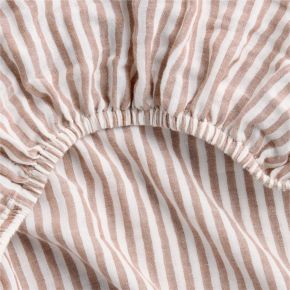 Image of Supersoft Brulee Brown Striped 100% Organic Cotton Gauze Baby Crib Fitted Sheet