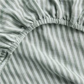 Image of Supersoft Pine Green Striped 100% Organic Cotton Gauze Baby Crib Fitted Sheet