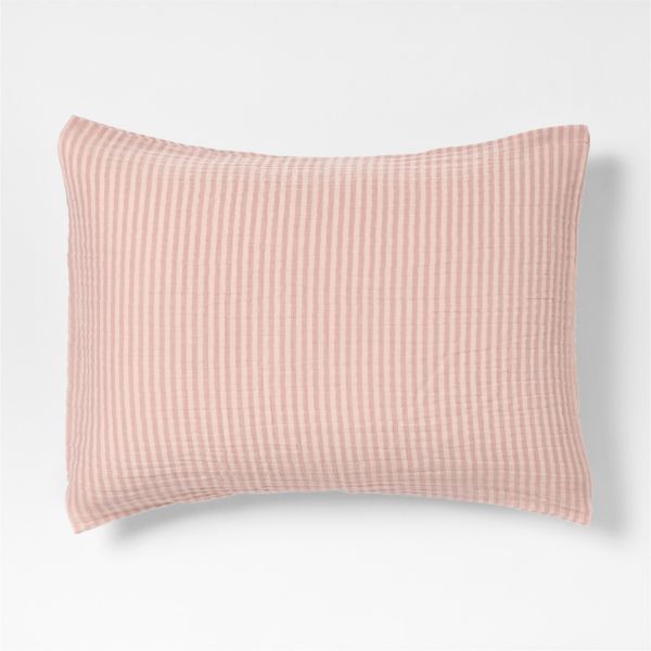 Supersoft Striped Lilac Rose Organic Cotton Gauze Kids Pillow Sham