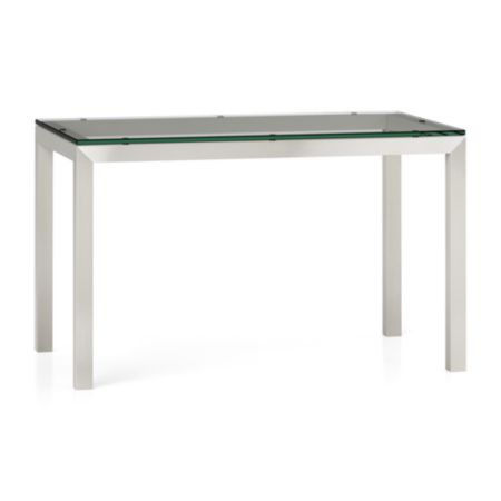 Parsons Clear Glass Top Stainless Steel Base 48x28 Dining Table