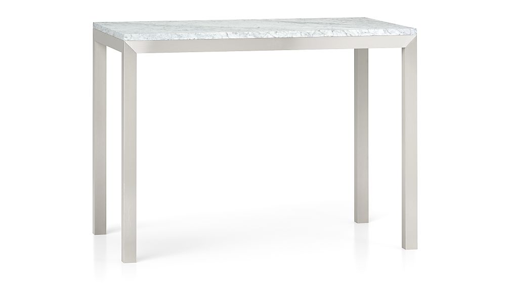 Parsons White Marble Top Stainless Steel Base 48x28 High Dining Parsons White Marble Top Stainless Steel Base 48x28 High Dining Table Reviews Crate And Barrel