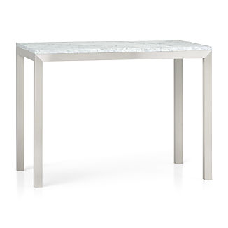 Counter Height Tables Crate And Barrel Parsons White Marble Top Stainless Steel Base 48x28 High Dining Table