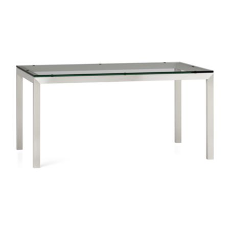 Parsons Clear Glass Top Stainless Steel Base 60x36 Dining Table