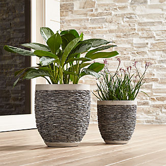 Outdoor Planters Pots And Garden Tools Crate Barrel Stacked Rock Planters