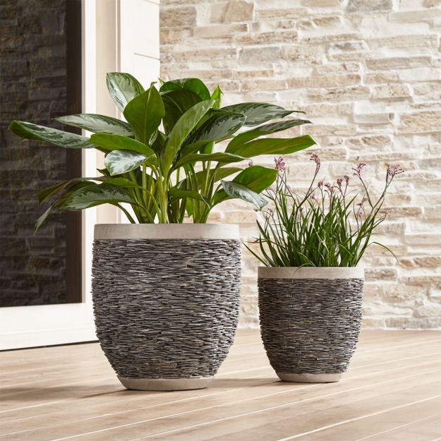stacked rock planters crate and barrel