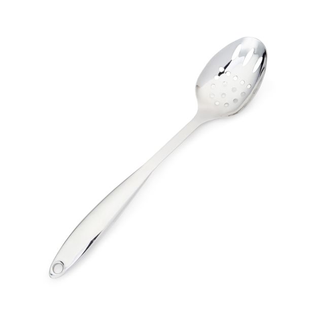 Stainless Steel Slotted Spoon + Reviews | Crate and Barrel