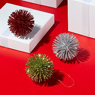 red and green christmas ornaments crate and barrel