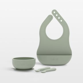 Image of Lalo Sage Green Starting Solids Baby Feeding Set