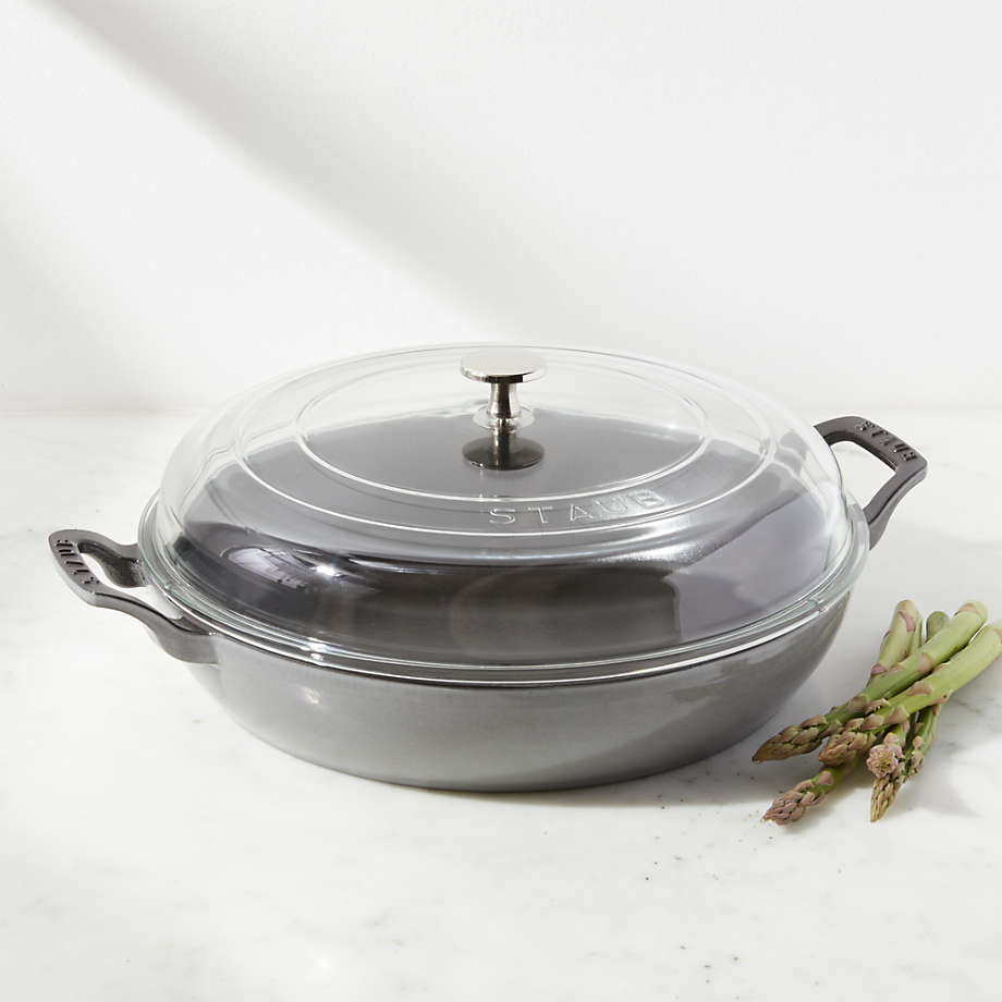 Staub 3.5Qt Graphite Braiser with Glass Lid + Reviews Crate and Barrel