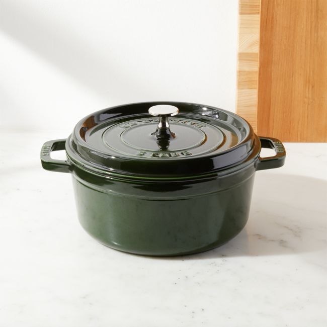 Crate & Barrel Staub ® 4-qt Basil Round Cocotte In Green