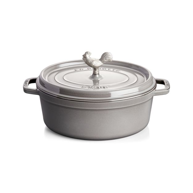 Staub 5.75Qt Graphite Grey Coq Au Vin Cocotte in Enamel Cookware