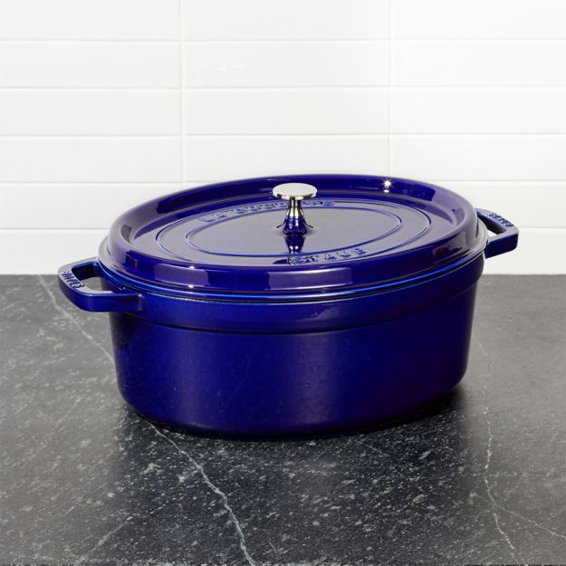 Staub 7-Qt Dark Blue Oval Cocotte | Crate and Barrel