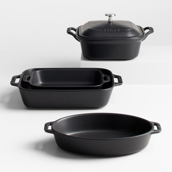 Staub Ceramics Matte Black 5-Piece Bakeware Set
