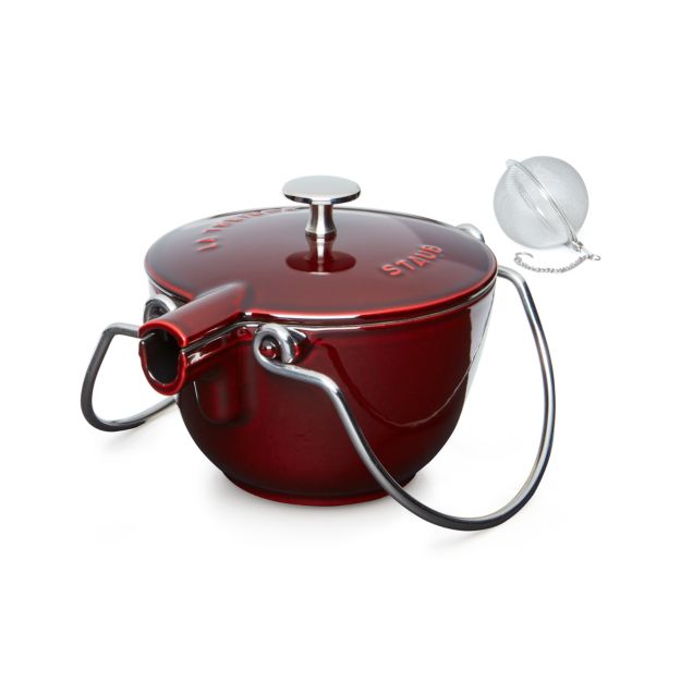 Staub Red Cast Iron Tea Kettle + Reviews Crate and Barrel