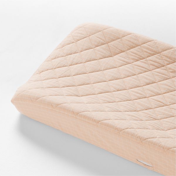 Stax Mini Grid Elegant Pink Yarn-Dyed Organic Cotton Baby Changing Pad Cover