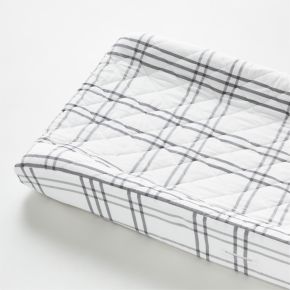 Image of Stax Grey Organic Cotton Baby Changing Pad Cover