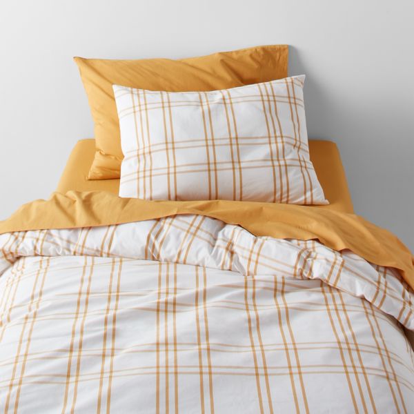 Stax Savannah Yellow Yarn-Dyed Organic Cotton Kids Twin Duvet Cover