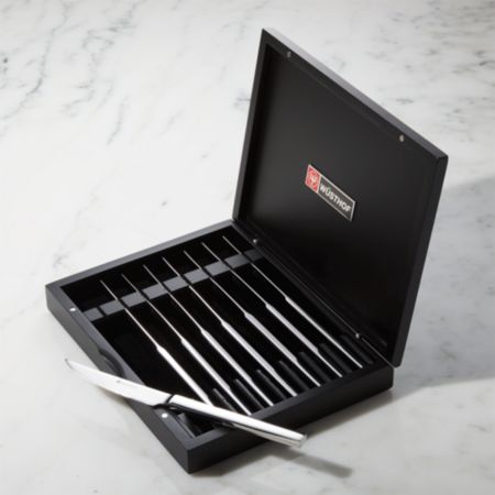 Wusthof ® Set of 8 Stainless Steel Steak Knives in Black Box