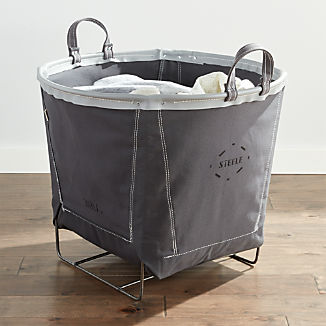 Laundry Baskets Storage And Soap Crate Barrel Steele Briquette Round Canvas Basket