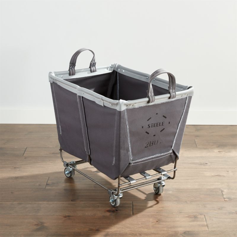 Steele Medium Rolling Laundry Basket Briquette + Reviews Crate and Barrel
